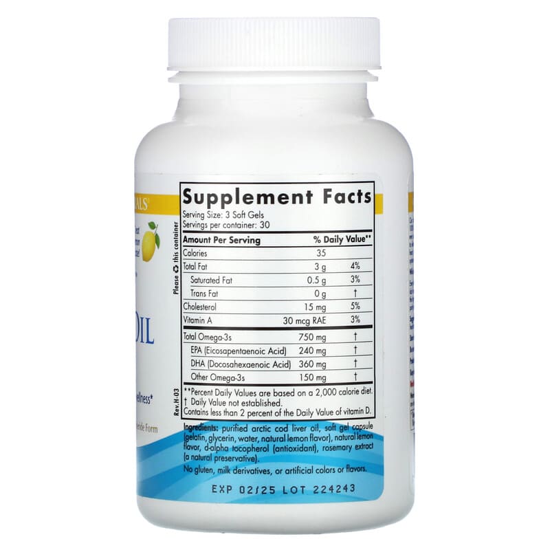 Nordic Naturals Arctic Cod Liver Oil Lemon 90 sgels