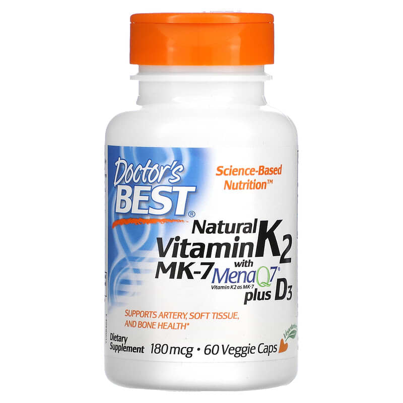 Doctor's Best Natural Vitamin K2 - MK-7 plus D3  60 vcaps