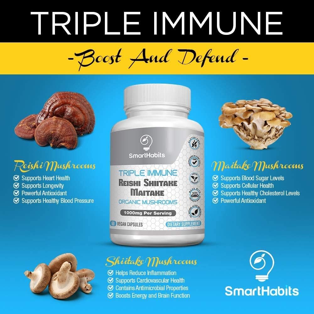 Smart Habits Triple Immune - Reishi, Shitake and Maitake (1000 mg) 60 vcaps