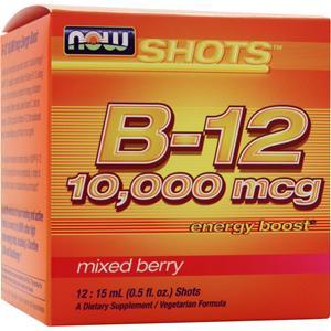 Now Shots B-12 (10,000mcg)  Energy Boost Mixed Berry 12 vials