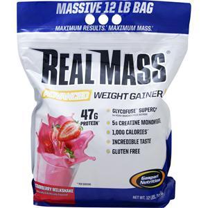 Gaspari Nutrition Real Mass Advanced Weight Gainer Strawberry Milkshake 12 lbs