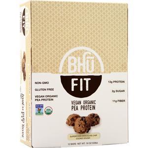 Bhu Foods Vegan Organic Pea Protein Bar Superfood Chocolate Chip 12 bars