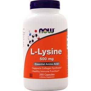 Now L-Lysine (500mg) Pharmaceutical Grade 250 caps