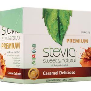 AnuMed Premium Stevia - Sweet & Natural Caramel Delicioso 100 pckts