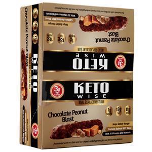 HealthSmart Foods Keto Wise Meal Replacement Bar Chocolate Peanut Blast 12 bars