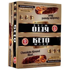 HealthSmart Foods Keto Wise Meal Replacement Bar Chocolate Almond Blast 12 bars