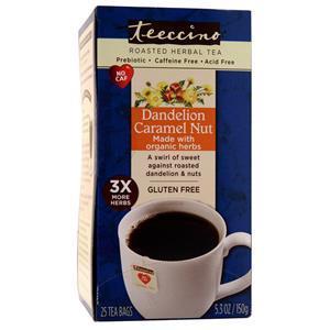 Teeccino Roasted Herbal Tea (Gluten Free) Dandelion Caramel Nut 25 pckts