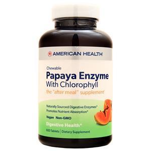 American Health Chewable Papaya Enzyme with Chlorophyll  600 tabs