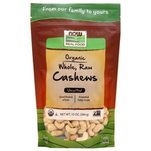 Now Organic Whole Raw Cashews Unsalted 10 oz