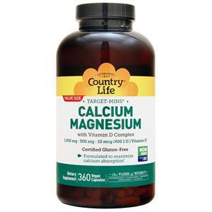 Country Life Target-Mins - Calcium-Magnesium with Vitamin D  360 vcaps