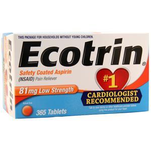 Ecotrin Safety Coated Aspirin 81mg Low Strength 365 tabs