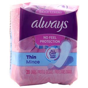 Always Daily Liners Thin 20 count