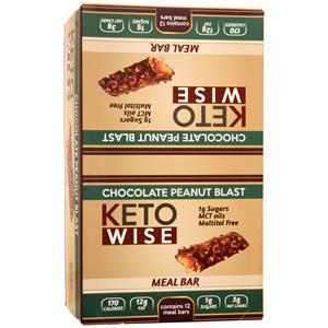 HealthSmart Foods Keto Wise Meal Bar Chocolate Peanut Blast 12 bars