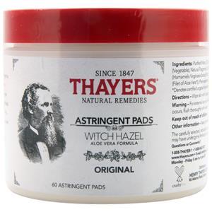 Thayers Astringent Pads - Witch Hazel Original 60 pads